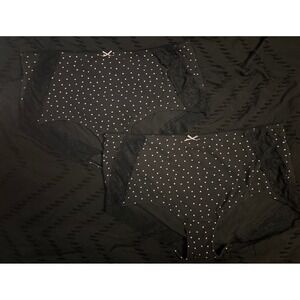Cacique Plus Size Polka Dot Lace Detail Cotton Full Brief Panties, 22/24 x2